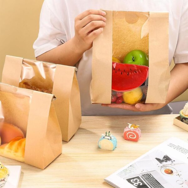 50 Pcs Bread Bags with 50 Label Stickers with Window Bakery for Storage Seal - Image 2