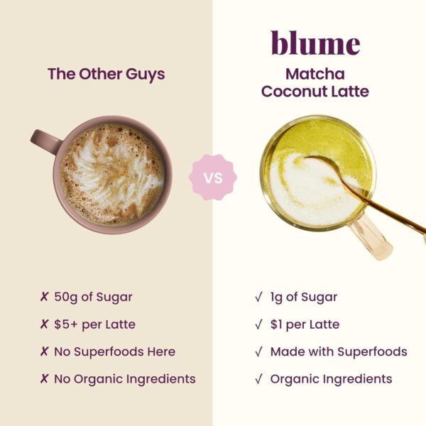 Blume Superfoods Latte - Matcha Powder with Coconut, Natural Caffeine - Image 2