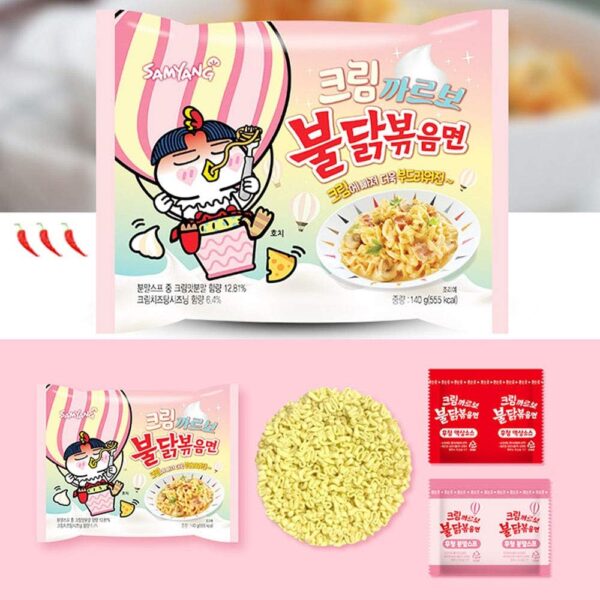 Samyang Buldak Cream Carbonara Hot Chicken Flavor Ramen Pack of 5 - Image 4