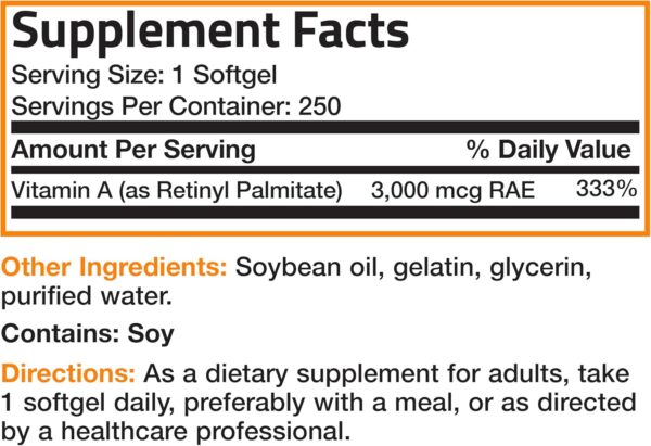 Bronson Vitamin A 10,000 IU Premium Non-GMO Formula - Image 2