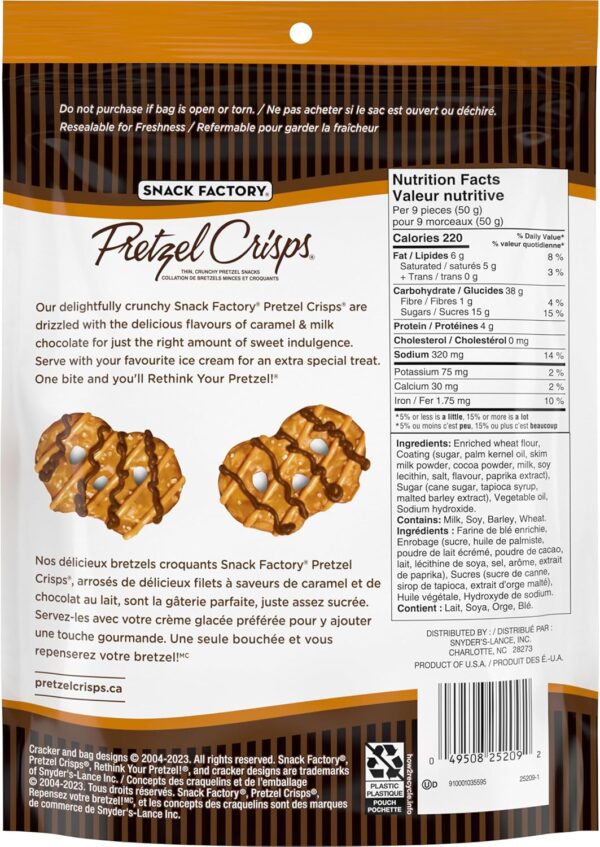 Snack Factory Pretzel Crisps - Milk Chocolate & Caramel Drizzlers 155 Grams - Image 2