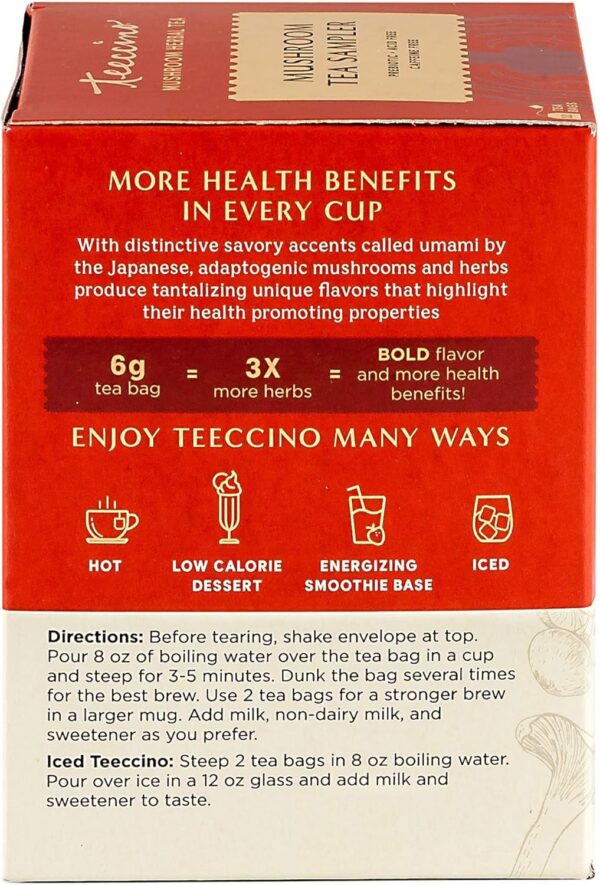 Teeccino Mushroom Herbal Tea - Mushroom Adaptogen Tea Sampler - Image 3