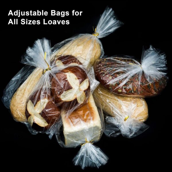 Bread Bags with Ties, Reusable, 200 Clear Bags and 200 Ties - Image 5