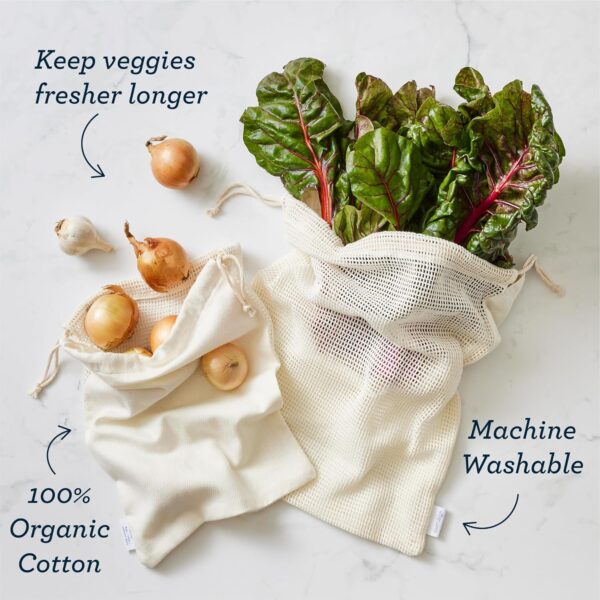 Produce Savers - 5-Pack Washable Organic Cotton Bags - Image 5