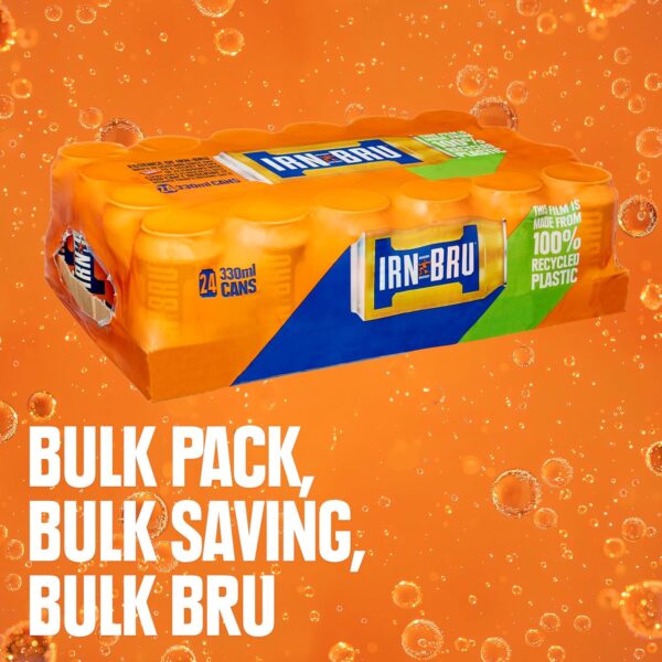 IRN-BRU Regular, 24 Pack Iconic Flavoured Fizzy Drinks Multipack Cans - Image 4