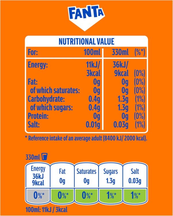 Fanta Can Orange Zero 330 ml (Pack of 24) - Image 3