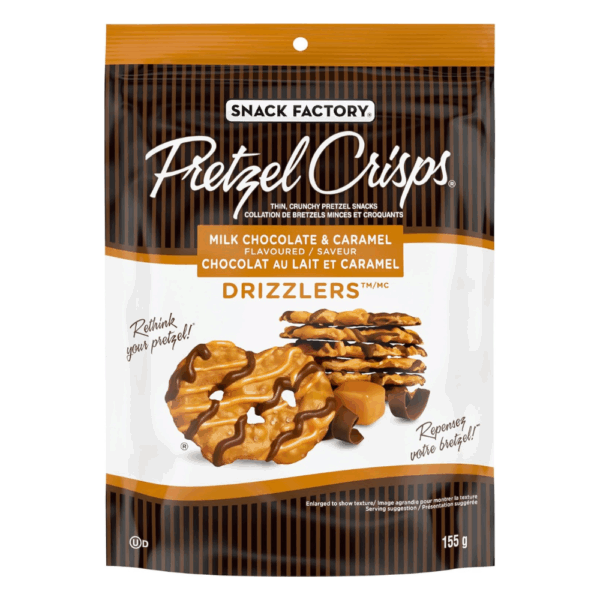 Snack Factory Pretzel Crisps - Milk Chocolate & Caramel Drizzlers 155 Grams