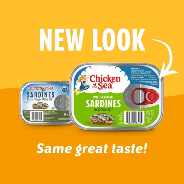 Chicken of the Sea Sardines in Olive Oil, Wild Caught, 3.75 oz. Can (Pack of 18) - Image 3