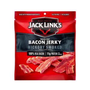 Jack Link's Bacon Jerky, Hickory Smoked,- Flavorful Ready to Eat Meat Snack
