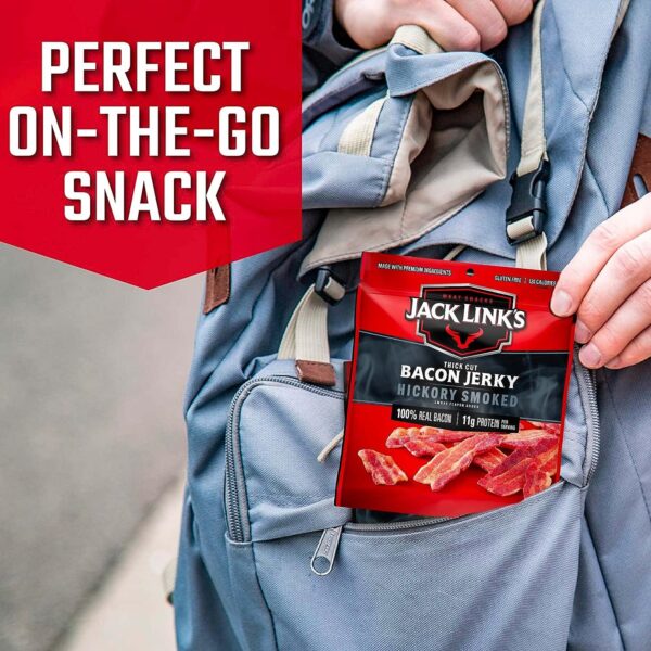 Jack Link's Bacon Jerky, Hickory Smoked,- Flavorful Ready to Eat Meat Snack - Image 2