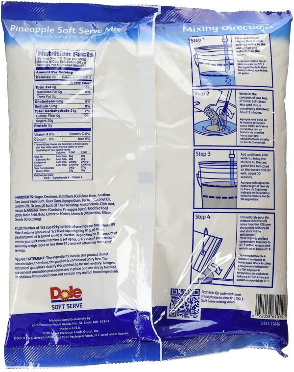 Dole Soft Serve Mix pineapple, 4.40 lbs - Image 2