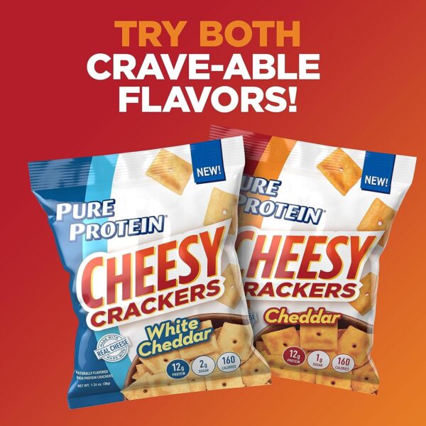 New Pure Proteins, Cheddar Cheese Crackers, Baked Snack Crackers - Image 3