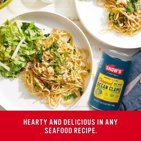 Snow's Ocean Chopped Clams Canned, 51 oz Can - 7g Protein per Serving - Image 2