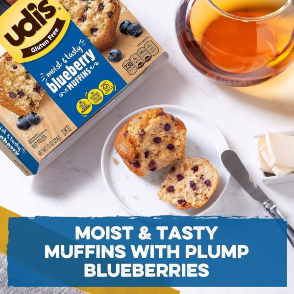 Udi's Gluten Free Blueberry Muffins, Frozen, 10 oz 4 ct, 10 oz (frozen) - Image 2